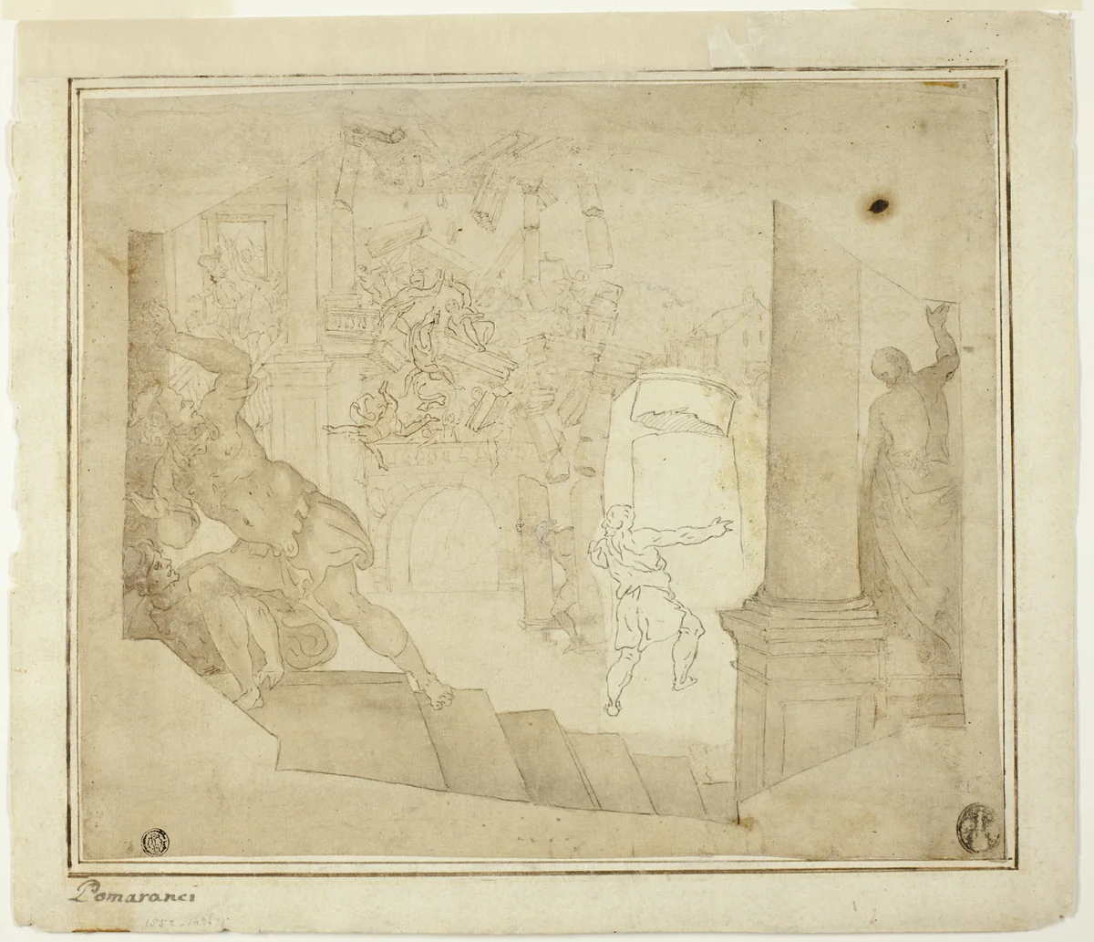 Death of Samson by probably Italian Late 16th Century, drawing, 1580-1599