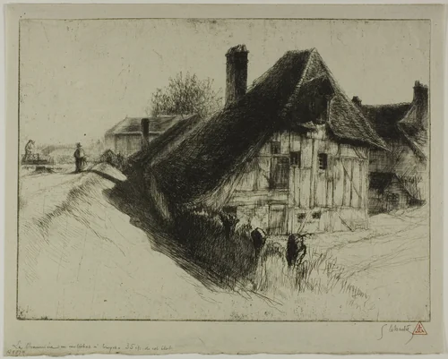 Low-Seated Peasant Dwelling, Troyes by Gustave Leheutre, print, 1896