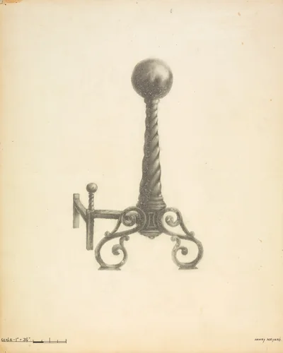Andirons by Henry Meyers, index of american design, 1937
