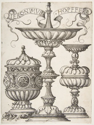 Three Vessels by Hieronymus Hopfer, print, 1505-1570