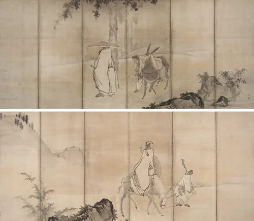 Su Shi (So Shoku) and Pan Lang (Han Rō) by Unkoku Tōgan, painting, 1600-1620