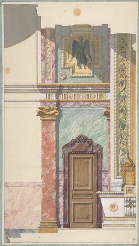 Side View of Design for Altar by Jules-Edmond-Charles Lachaise, drawing, 1850-1900