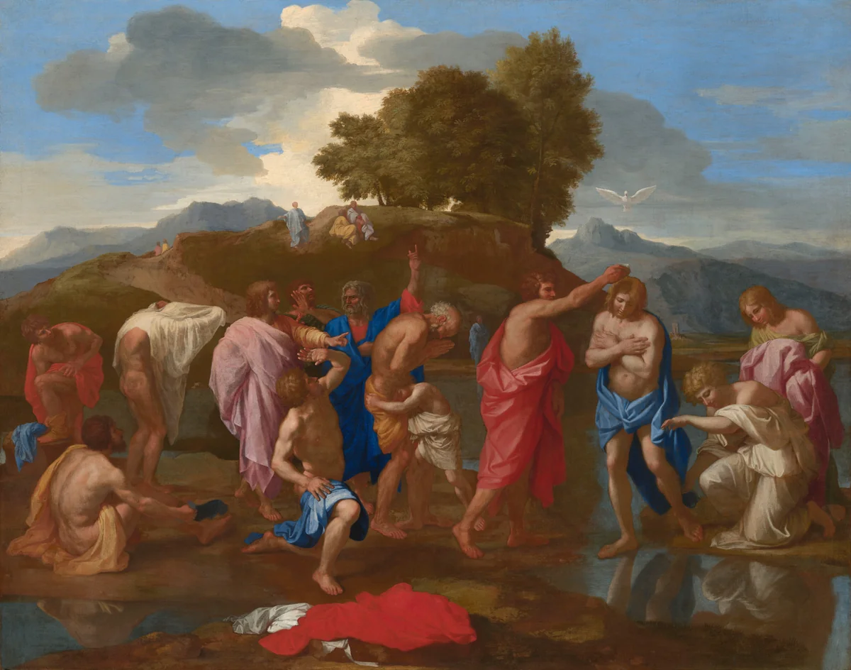 The Baptism of Christ by Nicolas Poussin, painting, 1641-1642