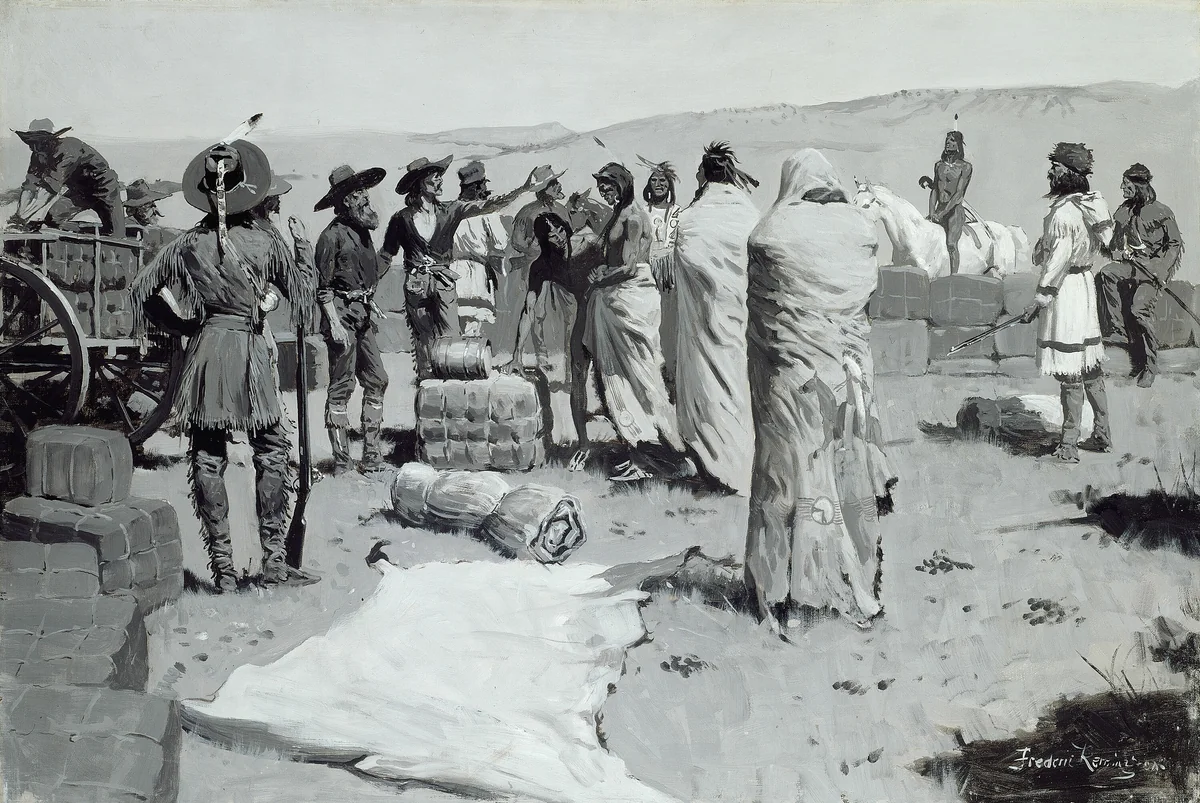 The Interpreter Waved at the Youth by Frederic Remington, painting, 1900