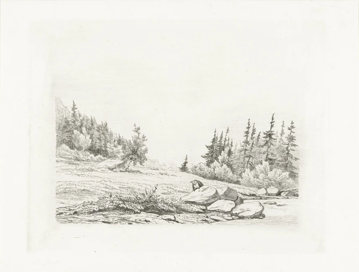 Gezicht op een besneeuwde bergtop in Chamonix by Pierre Louis Dubourcq, print, 1849
