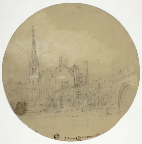Saint Mary's Bridge, Derby by Augustus Oakley Deacon, drawing, 1850-1899