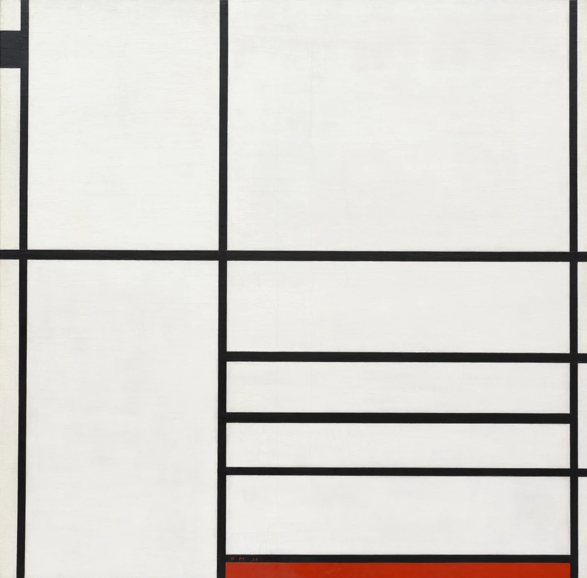 Composition in White, Black, and Red by Piet Mondrian, painting, 1936
