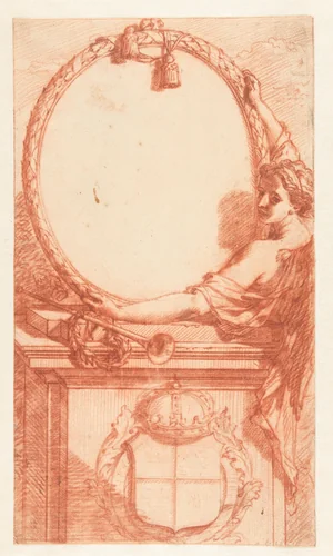 Ontwerp voor het kader rond een portret van Hendrik VIII by Adriaen van der Werff, drawing, 1692-1713