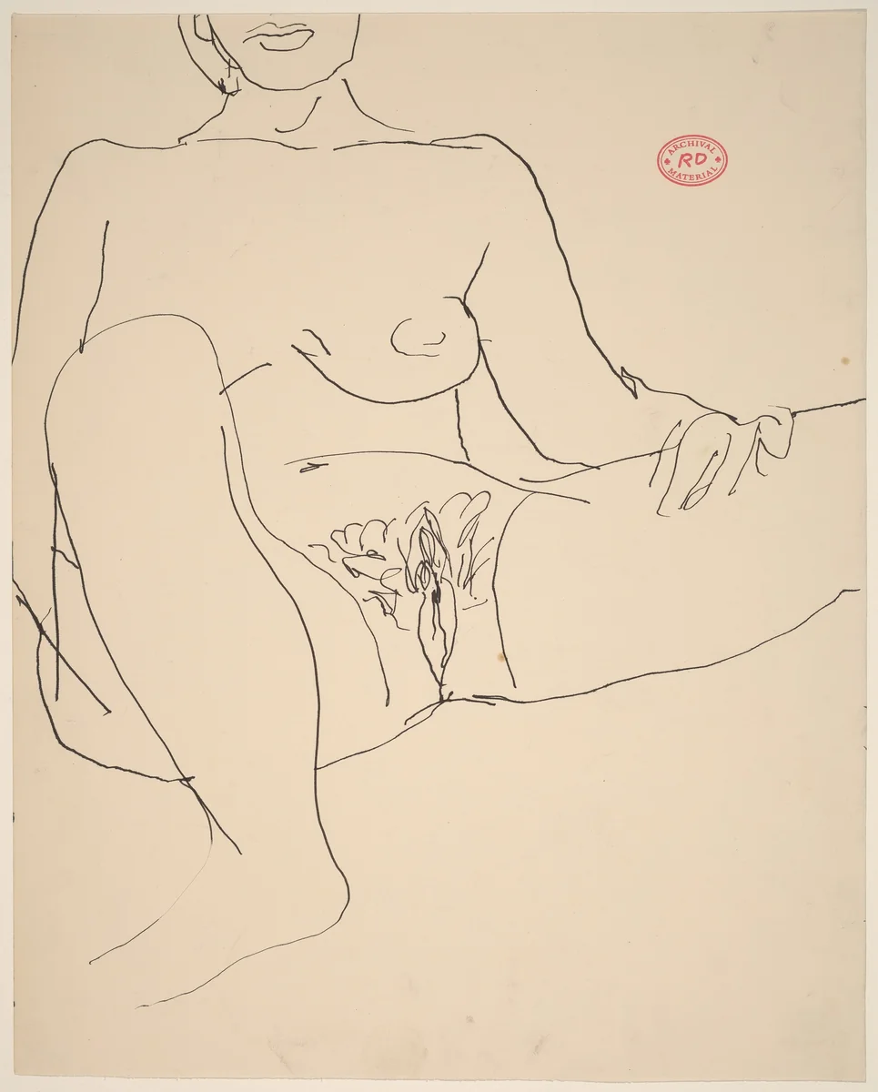 Untitled [seated nude with her legs apart] by Richard Diebenkorn, drawing, 1955-1967