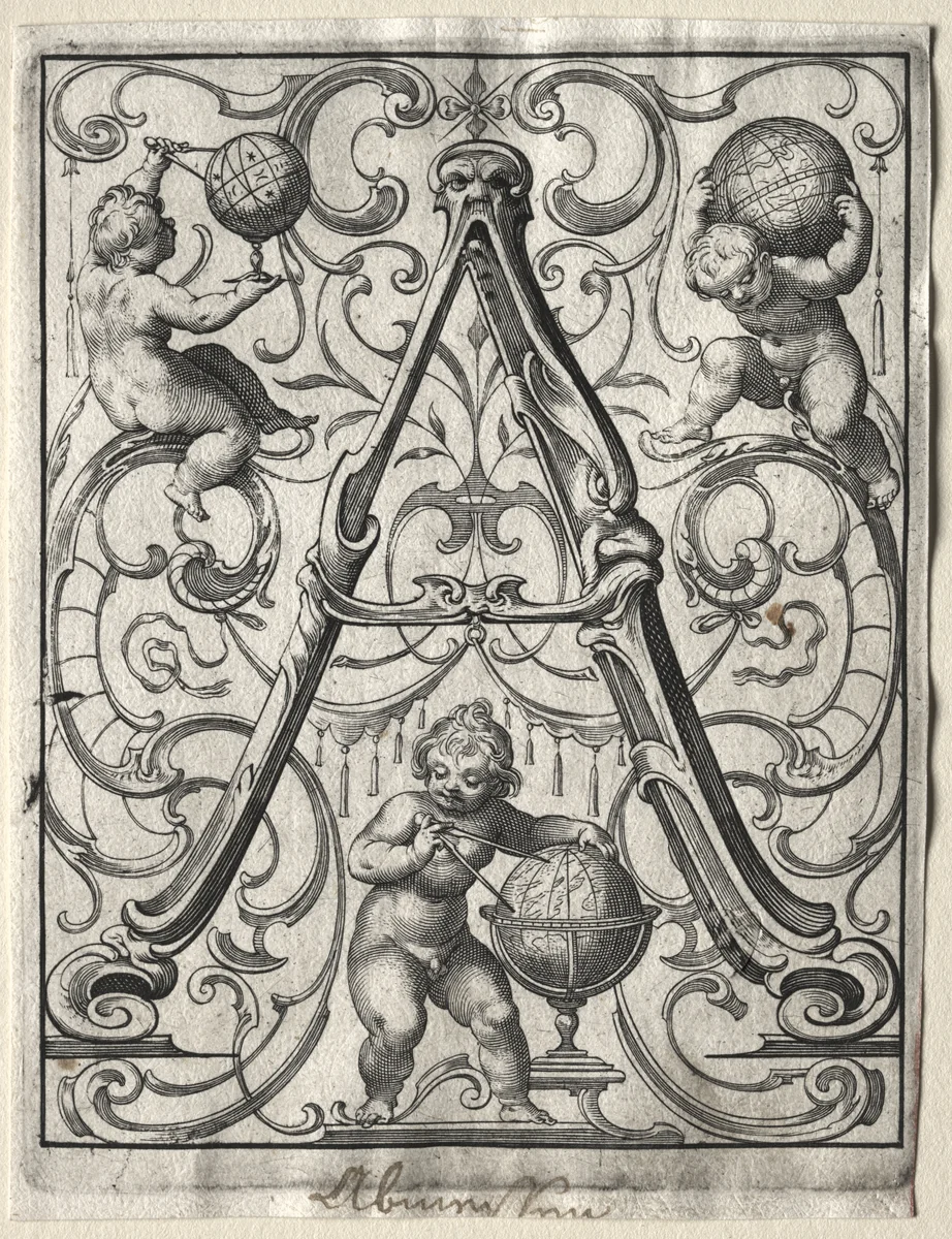 New ABC Booklet: A by Lucas Kilian, print, 1627