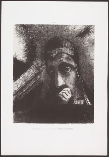 In My Dream, I Saw in the Sky a Face of Mystery (Dans mon rêve, je vis au ciel un visage de mystère) from Homage to Goya (Hommage à Goya) by Odilon Redon, print, 1885