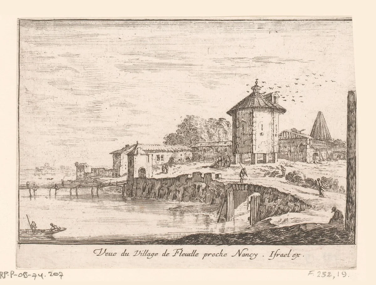 Gezicht op het dorp Fleville by Israël Silvestre, print, 1652