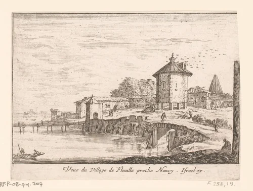 Gezicht op het dorp Fleville by Israël Silvestre, print, 1652