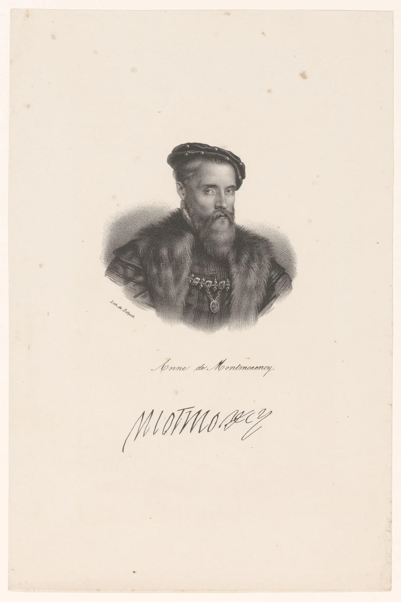 Portret van Anne de Montmorency by anonymous, print, 1825-1842