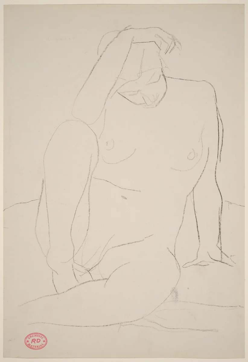 Untitled [seated nude resting] by Richard Diebenkorn, drawing, 1955-1967
