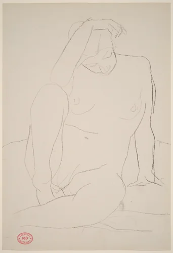 Untitled [seated nude resting] by Richard Diebenkorn, drawing, 1955-1967