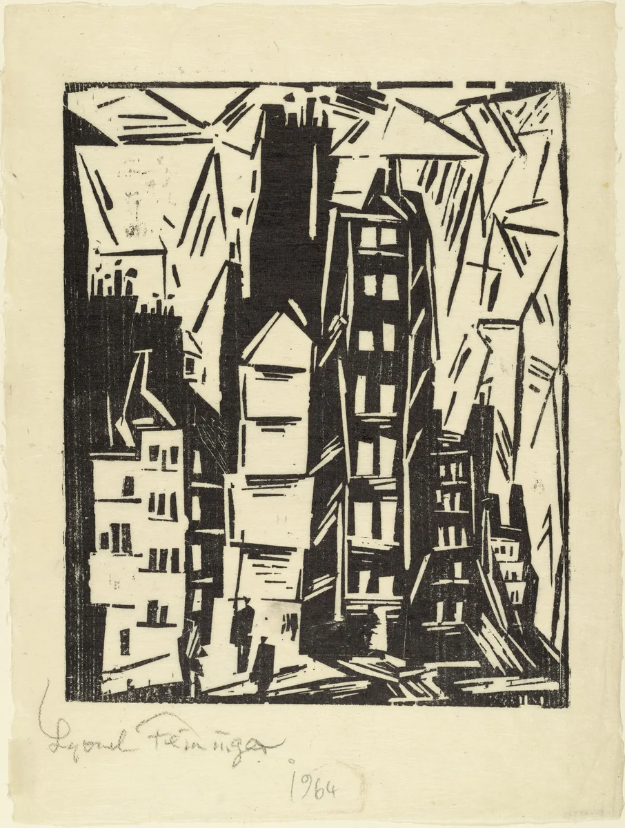 Houses in Old Paris (Pariser Häuser) by Lyonel Feininger, print, 1919