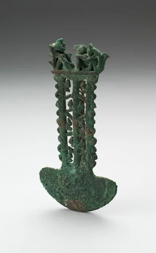 Ceremonial Knife (Tumi) With Figural Scene and Zoomorphic Figures by Chimú, metalwork, 1100-1470