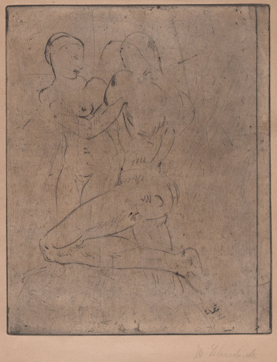 Rape II (Raub II, Weib halb) by Wilhelm Lehmbruck, print, 1911