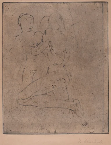 Rape II (Raub II, Weib halb) by Wilhelm Lehmbruck, print, 1911