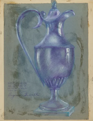 Silver Wine Flagon by Eugene Barrell, index of american design, 1936-1942