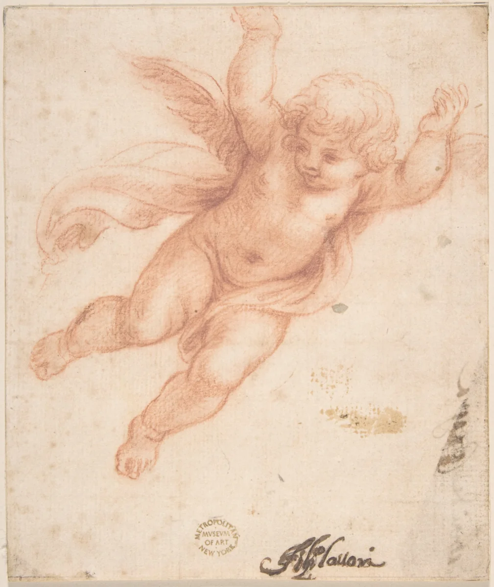 Putto by anonymous, drawing, 1600-1700