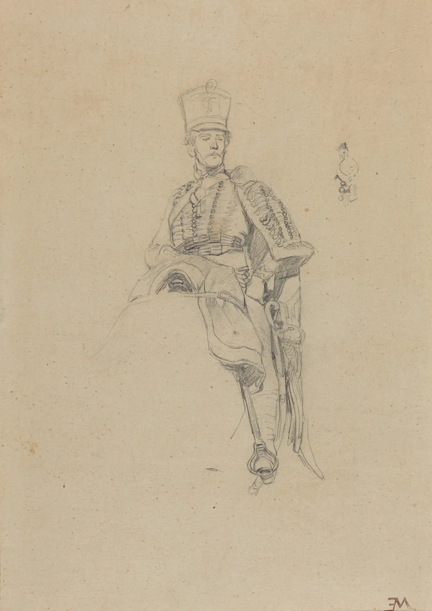 A French Hussar by Jean Louis Ernest Meissonier, drawing, 1860-1870