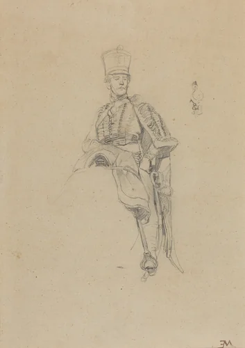 A French Hussar by Jean Louis Ernest Meissonier, drawing, 1860-1870