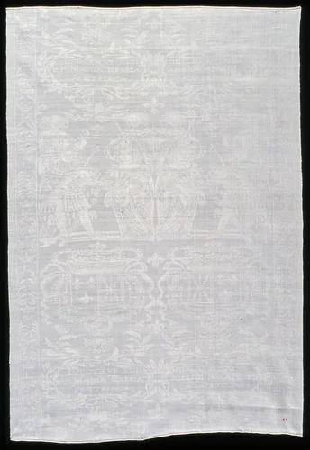 Table Napkin Commemorating the Marriage of Louis XIV (1638–1715) and Marie-Therese (1638–1683) in 1660 by France, textile, 1650-1670