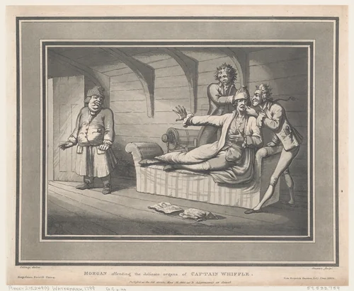Morgan Offending The Delicate Organs of Captain Whiffle by Thomas Rowlandson, print, 1800