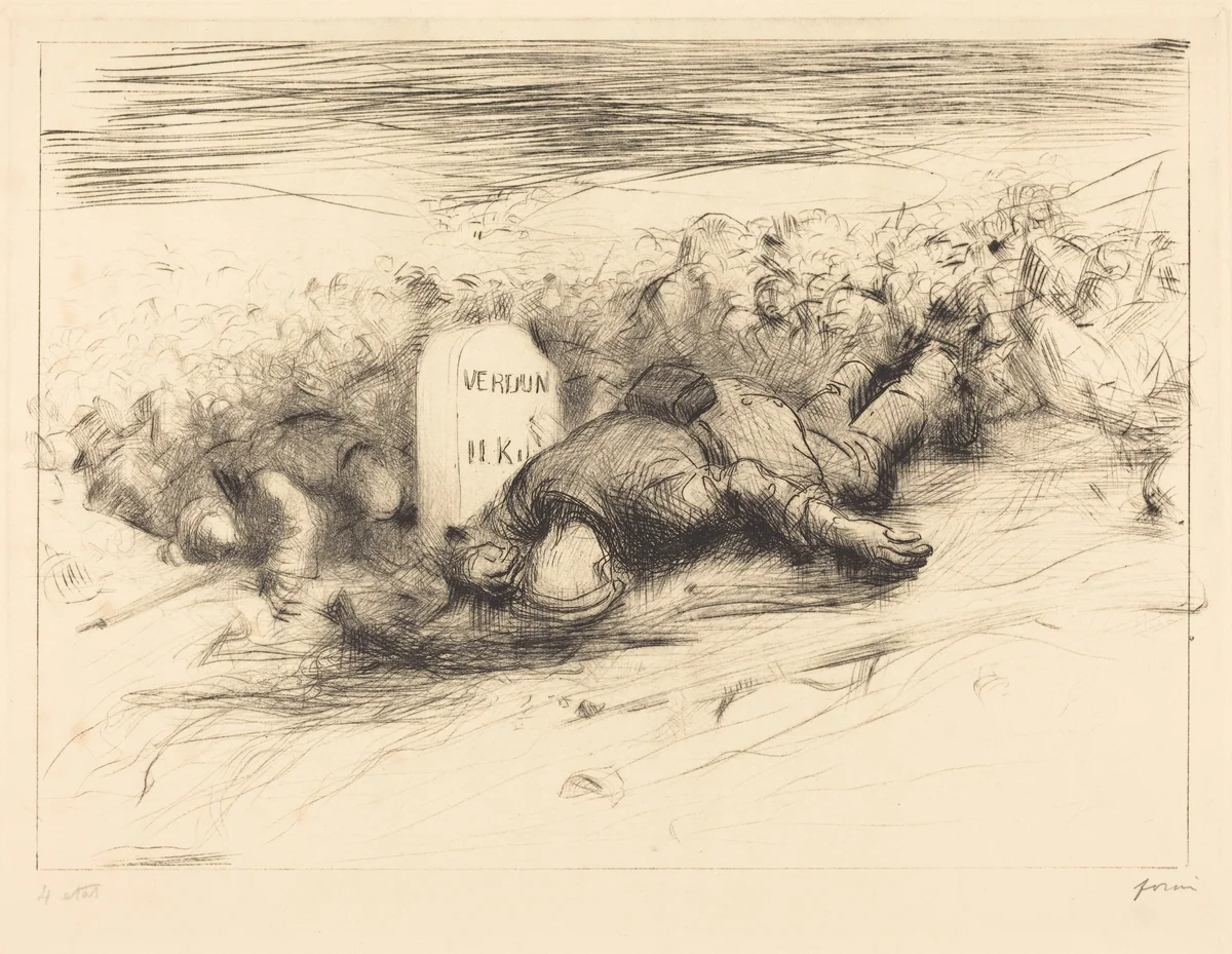 La Borne - Verdun (The End - Verdun) by Jean-Louis Forain, print, 1916
