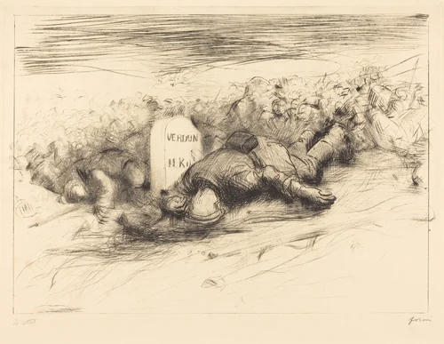 La Borne - Verdun (The End - Verdun) by Jean-Louis Forain, print, 1916