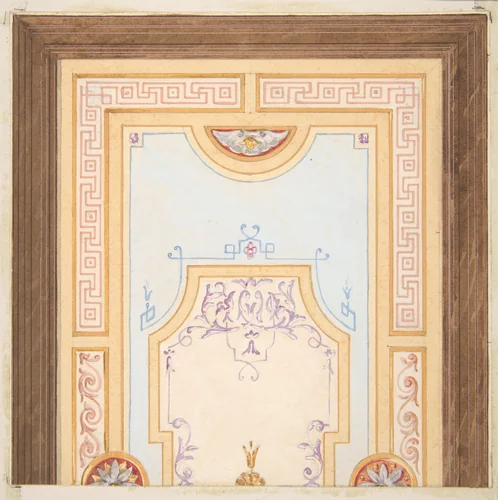 Design for a ceiling by Jules-Edmond-Charles Lachaise, drawing, 1850-1900