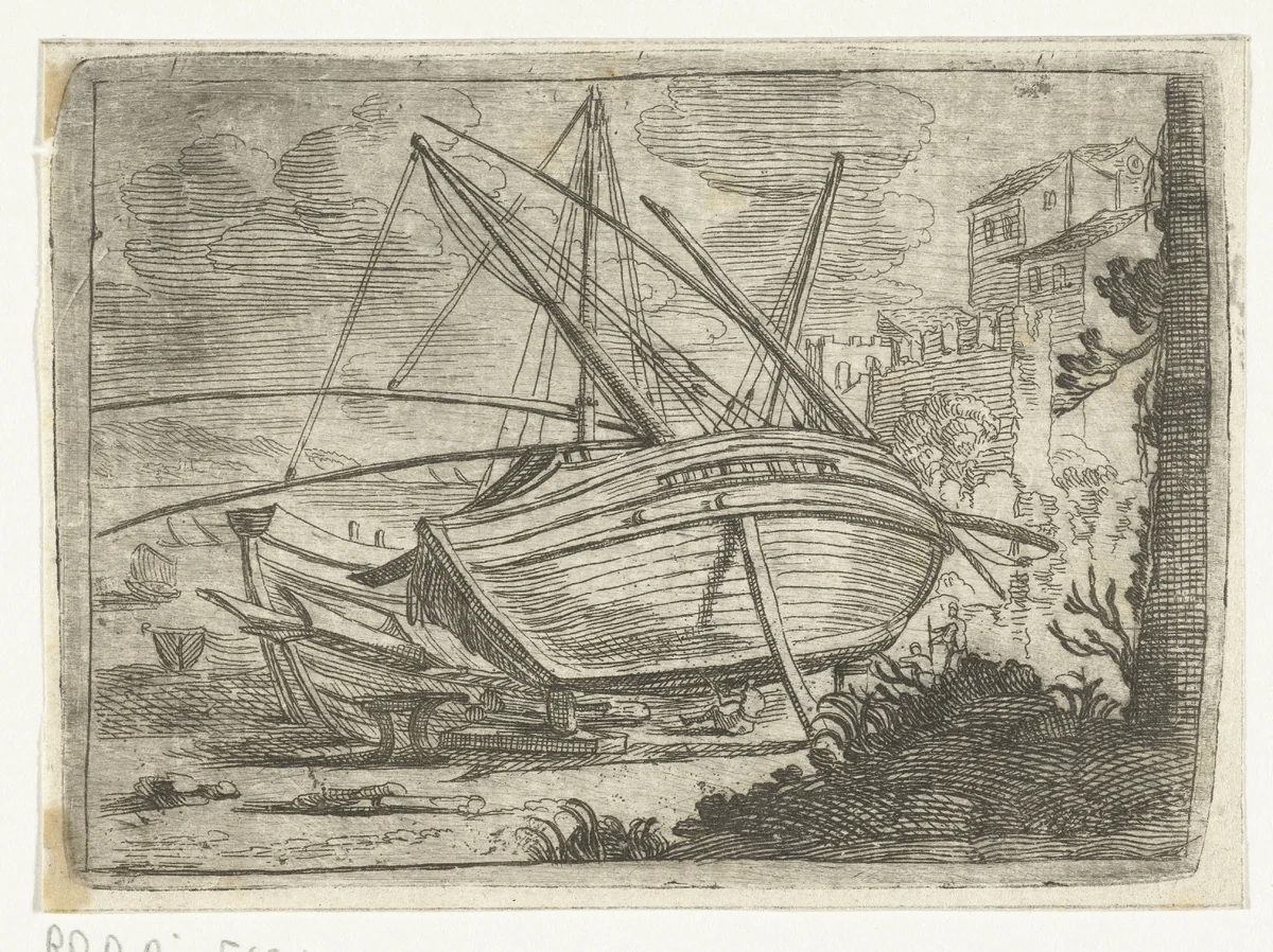 Scheepswerf by Abraham Casembroot, print, 1603-1658
