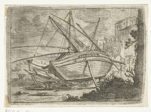 Scheepswerf by Abraham Casembroot, print, 1603-1658