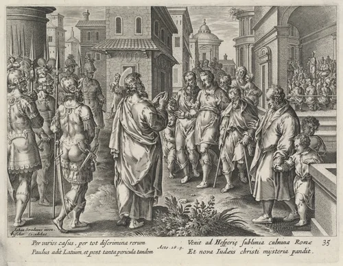 Saint Paul Preaching in Rome by Philip Galle, print, 1537-1612