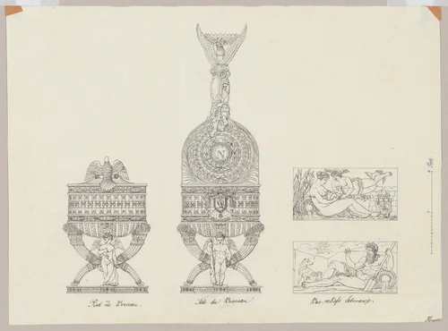 Elevations and Bas-reliefs of The Cradle of His Majesty the King of Rome by Adrien Cavelier, drawing, 1805-1815