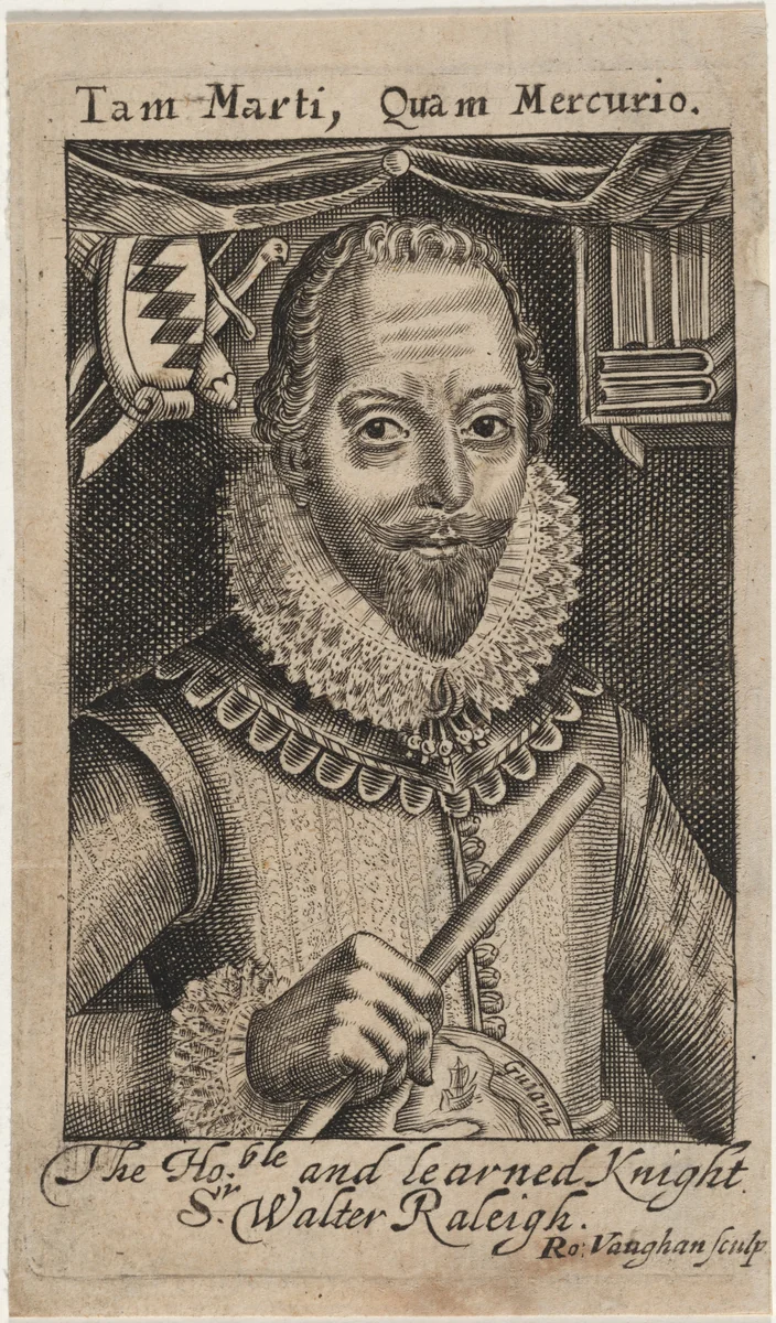 Sir Walter Raleigh by Robert Vaughan, print, 1598-1682