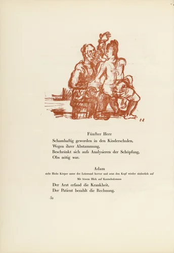 Anima With the Contortionist (Anima mit Kautschukmann) (in-text plate, page 52) from Hiob (Job) by Oskar Kokoschka, illustrated book, 1916