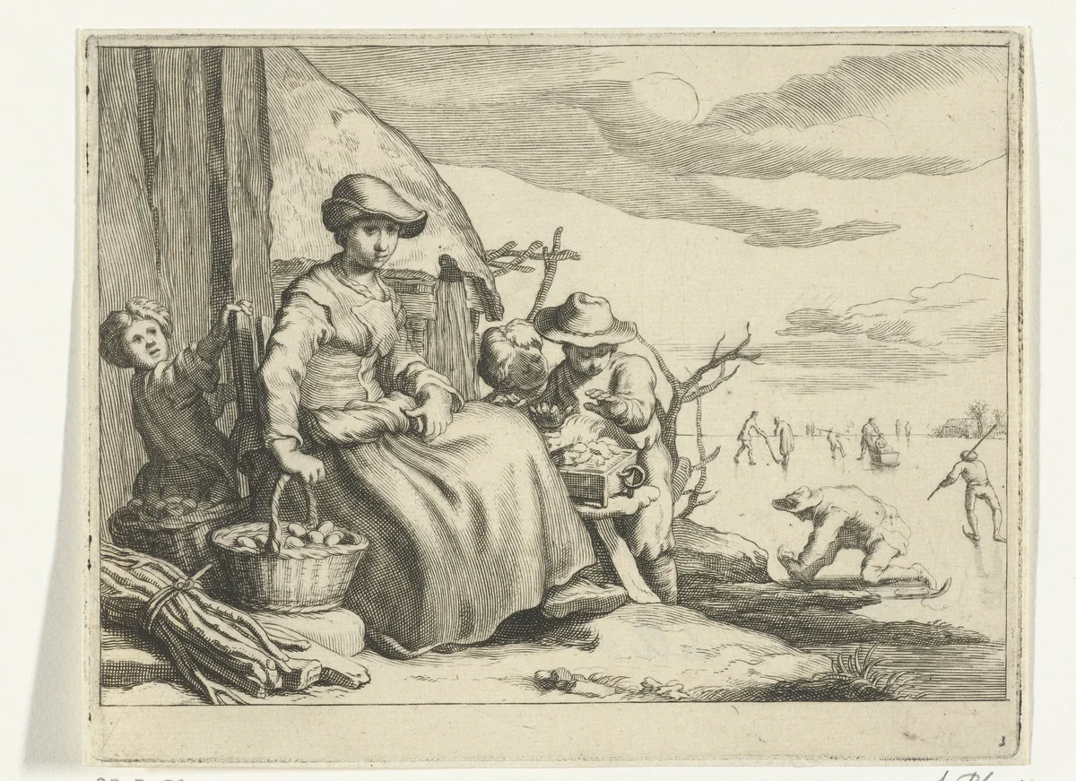 Januari by Frederick Bloemaert, print, 1636-1670