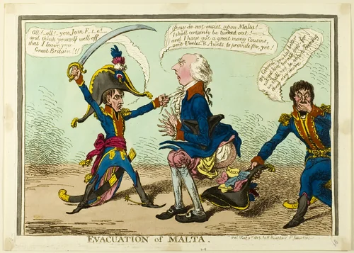 Evacuation of Malta by James Gillray, print, 1803