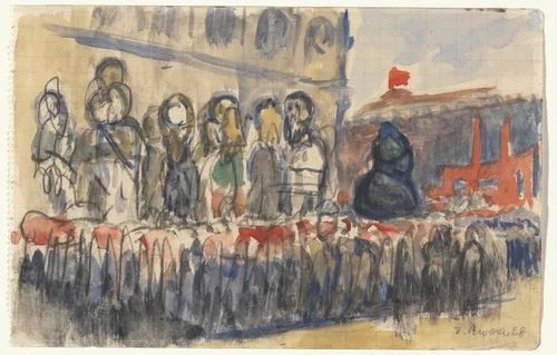 May Day, Moscow by Diego Rivera, drawing, 1928
