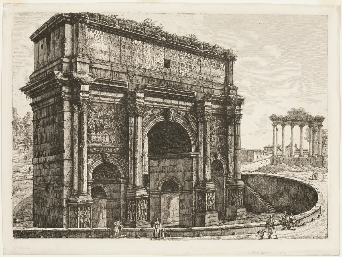 The Arch of Septimus Severus by Luigi Rossini, print, 1820