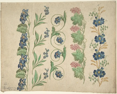 Designs for Embroidery by anonymous, drawing, 1800-1900