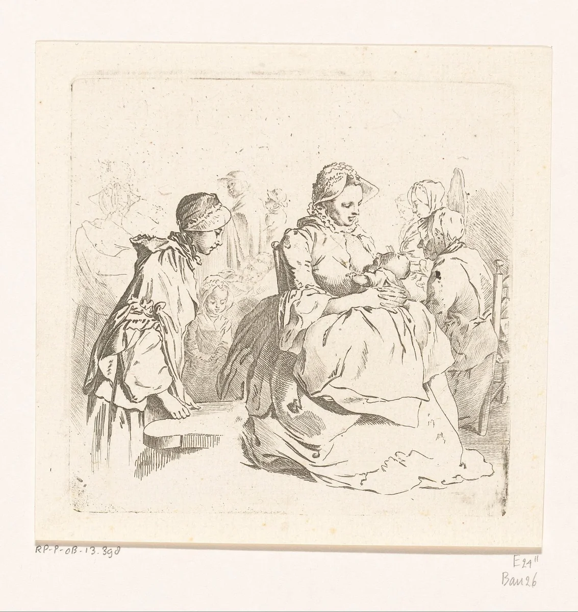 Kinderkamer van de kunstenaar by Daniel Nikolaus Chodowiecki, print, 1764