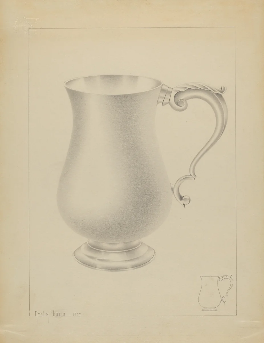 Silver Mug by Amelia Tuccio, index of american design, 1935-1942