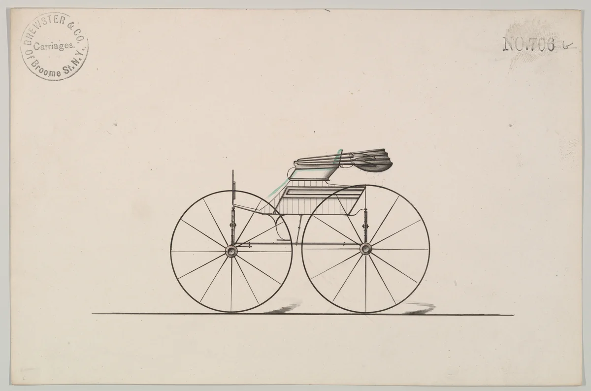 Design for Wagon, no. 706b by Brewster & Co., drawing, 1850-1870