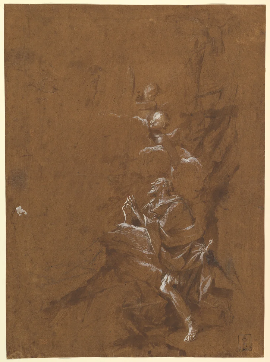 The Vision of Saint William of Aquitaine by Giovanni Angelo Canini, drawing, 1655-1659