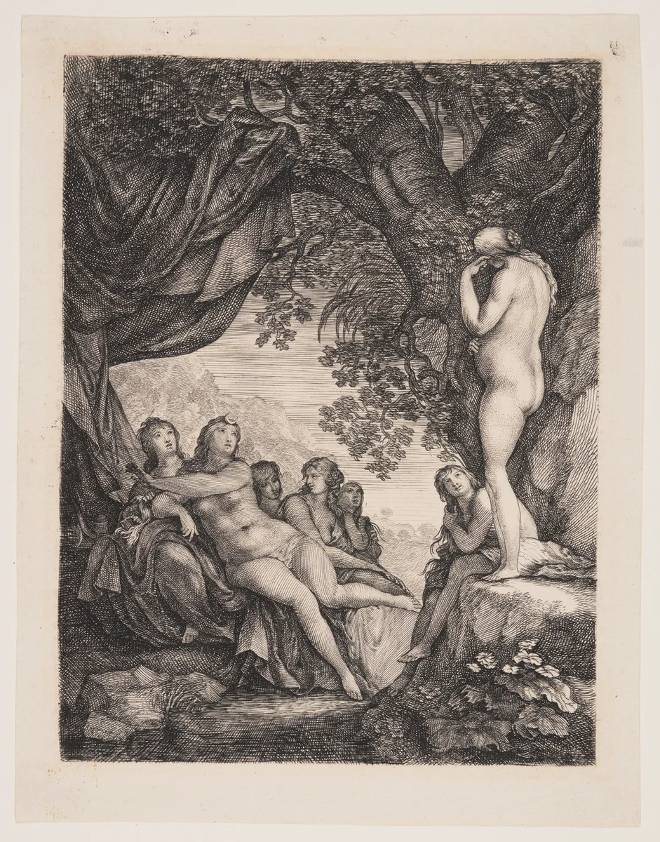 Diana and Callisto by Moses van Uyttenbroeck, print, 1615-1645