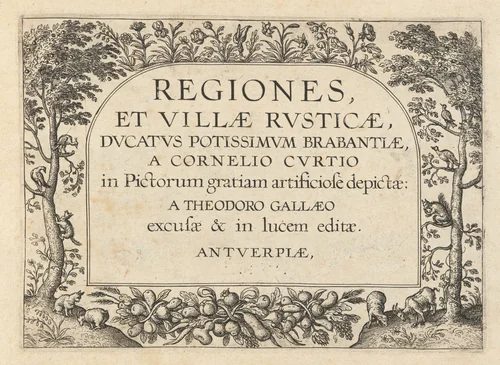 Title Page for "Regiones et Villae Rusticae" by Theodor Galle, print, 1571-1633